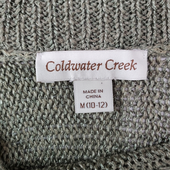 Coldwater Creek  Women's 3/4 Sleeve Linen Blend Sweater Olive Green Size 10/12 - Picture 6 of 9